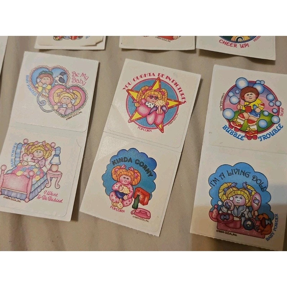Vintage 80's CABBAGE PATCH KIDS Scratch & Sniff Stickers Set Lot - 20 Stickers - Picture 3 of 6